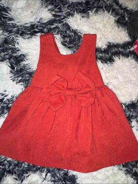 Girls Red Bow-Front Knit Dress